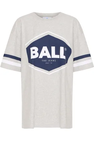 Ball Top, Dame, Grå, XL, Bomuld, Sporty Oversize Tee med Stribede Ærmer