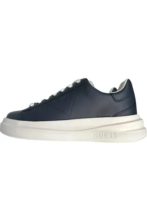 Guess Sko, Herre, Blå, 41 EU, Læder, Blå Læder Sneakers med Rund Tå