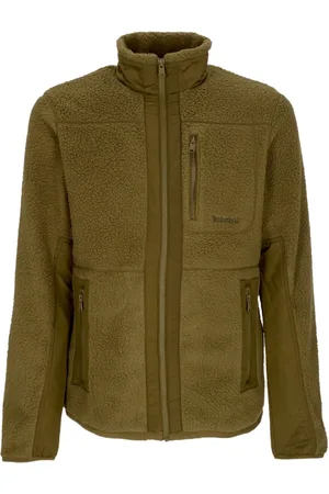 Timberland Sport, Herre, Grøn, XL, Uld, Sherpa Fleece Jakke med Forstærkede Indsatser