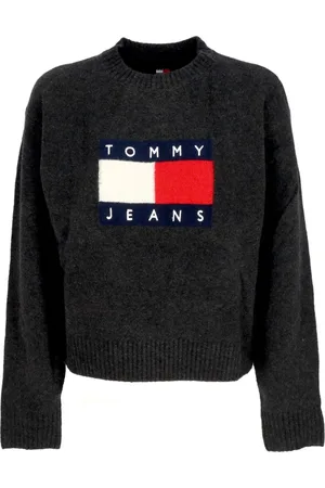 Tommy Hilfiger Strik, Dame, Sort, 2XS, Uld, Melange Flag Sweater Sort