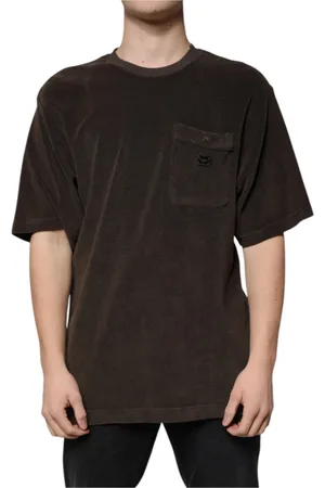 Dolce & Gabbana Top, Herre, Brun, M, Bomuld, Brun Bomuld Crew Neck T-shirt
