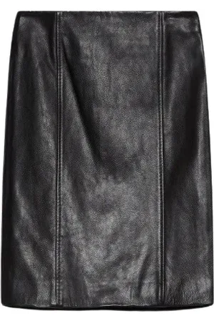 Sportmax Nederdel, Dame, Sort, XS, Læder, Luksuriøs Lædernederdel Fennec