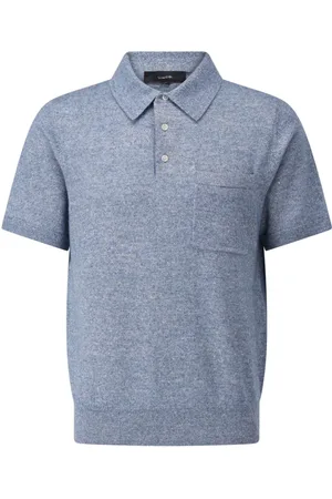 Vince Strik, Herre, Blå, XL, Uld, Kashmir Strikket Polo Skjorte