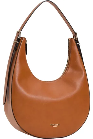 Twin-Set Taske, Dame, Brun, ONE SIZE, Læder, Brun Læder Tasker med Logo