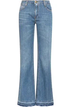 MOMONÍ Jeans, Dame, Blå, 3XS, Denim, Stone Washed Denim Lavtaljet Flared Jeans