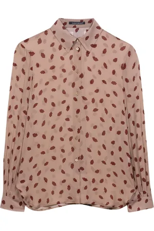 Luisa Cerano Bluser & Skjorter, Dame, Brun, M, Læbe Print Skjortebluse