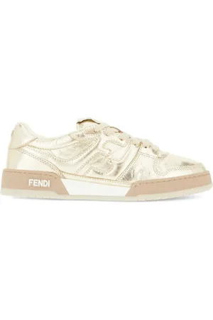 Fendi Sko, Dame, Gul, 39 EU, Uld, Gyldne snøresko med logo