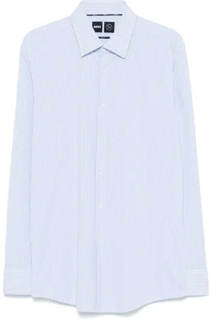 HUGO BOSS Skjorte, Herre, Blå, 2XL, Bomuld, Stribet Casual Skjorte