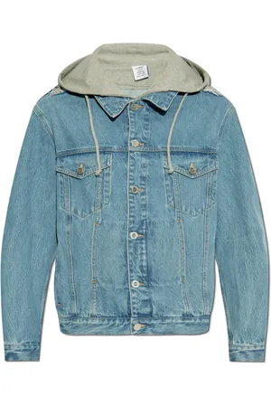 Vetements Jakke, Herre, Blå, XS, Denim, Denimjakke med hætte