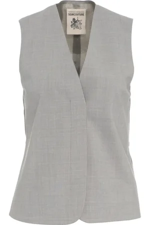 SEMICOUTURE Jakke, Dame, Grå, M, Uld, Elegant Grå Uld Blazer