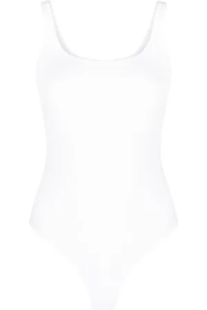 Wolford Top, Dame, Hvid, M, Bomuld, Hvid Strikket Top Højglans Finish
