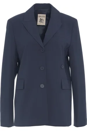 SEMICOUTURE Jakke, Dame, Blå, M, Uld, Blå Uld Blazer med Revers