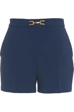 Elisabetta Franchi Shorts, Dame, Blå, S, Blå Stretch Crêpe Bermuda Shorts