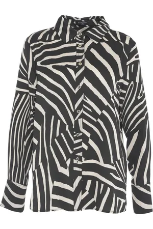 Guess Bluser & Skjorter, Dame, Sort, XL, Sort Blomstret Bluse med Kent Krave