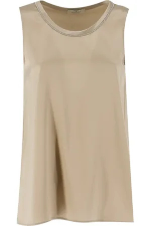 PANICALE Top, Dame, , M, Silke Crew Neck Top med Lysende Detaljer