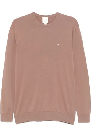 Calvin Klein Strik, Herre, Brun, XL, Terracotta Brun Crew Neck Sweater