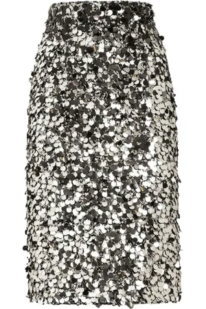 Dolce & Gabbana Nederdel, Dame, Grå, L, Glitrende Paillet Nederdel
