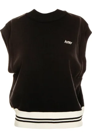 Autry Strik, Dame, Sort, L, Uld, Højhalset Pullunder med Logo Broderi