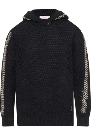 Orlebar Brown Sweathshirts & Hoodies, Herre, Sort, M, Stribet Hæklet Strik Nat Trøje