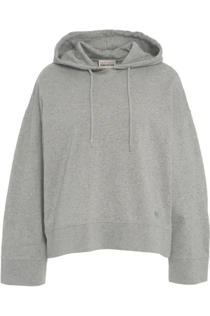 SEMICOUTURE Sweathshirts & Hoodies, Dame, Grå, S, Bomuld, Grå hættetrøje med sideslidser