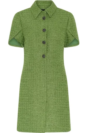 Bruuns Bazaar Kjole, Dame, Grøn, S, Polyester, Frisk Grøn Kjole med Korte Ærmer