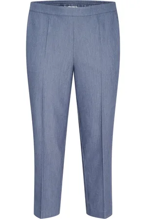 Kaffe Bukser, Dame, Blå, 3XL, Uld, Vintage Indigo Cropped Bukser