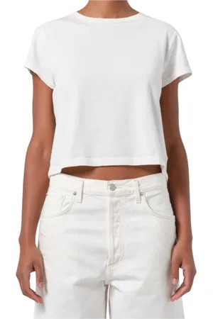 AGOLDE Top, Dame, Hvid, L, Uld, Hvid Stilfuld T-shirt og Polo