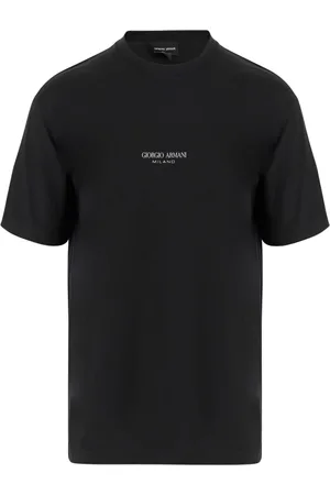 Giorgio Armani Top, Herre, Sort, 2XL, Bomuld, Logo Bomuld T-shirt Sort Crew Neck