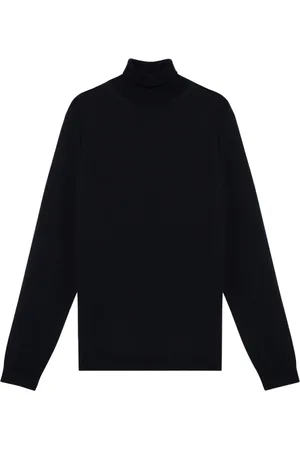 Roberto Collina Strik, Herre, Blå, 2XL, Uld, Dolcevita Sweater