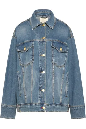 MOMONÍ Jakke, Dame, Blå, XS, Uld, Oversized denim jakke med droppede skuldre