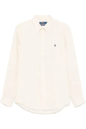 Ralph Lauren Skjorte, Herre, , L, Linned, Broderet linnedskjorte