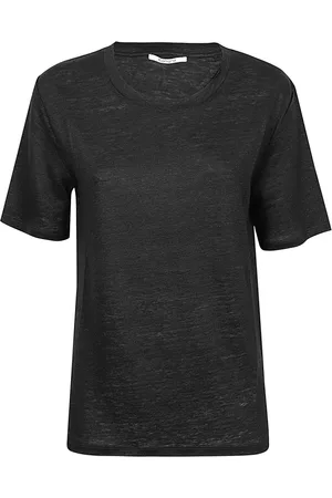 KANGRA CASHMERE Top, Dame, Sort, XS, Linned, Blød Klassisk Sort Hør Rund Hals T-shirt