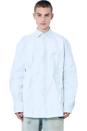 Vetements Skjorte, Herre, Hvid, S, Bomuld, Metaliseret Rynket Skjorte