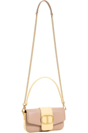 Twin-Set Taske, Dame, , ONE SIZE, Læder, To-farvet lædertaske med Oval T-logo