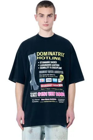 Vetements Top, Herre, Sort, S, Bomuld, Grafisk Print Oversized T-shirt Bomuld Jersey