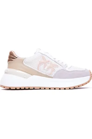 Pinko Sko, Dame, Hvid, 41 EU, Hvide Ruskind og Mesh Sneakers