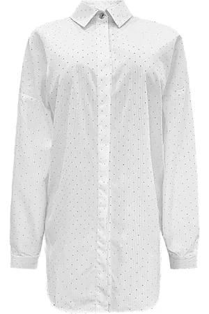 Liberté Bluser & Skjorter, Dame, Hvid, 2XL, Polyester, Stribet LS Skjorte med Similisten