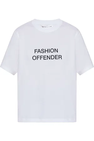 Victoria Beckham Top, Dame, Hvid, S, Bomuld, Hvid Slogan Print T-shirt med Crew Neck