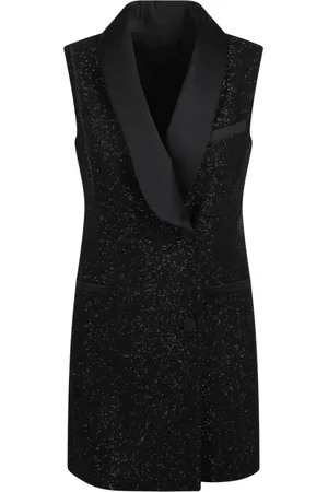 Max Mara Kjole, Dame, Sort, S, Satin, Broderet pailletkjole med satindetaljer