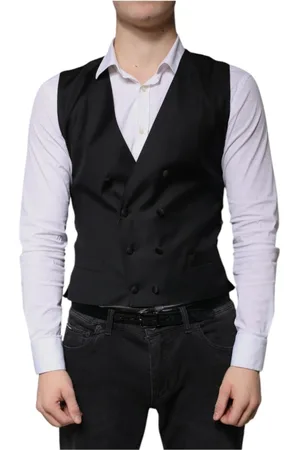 Dolce & Gabbana Jakkesæt, Herre, Sort, L, Uld, Sort Uldblandet Formel Kjole Vest