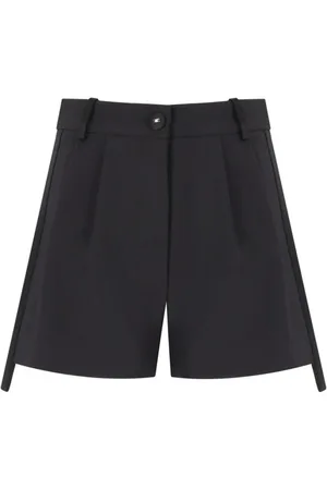 Elisabetta Franchi Shorts, Dame, Sort, L, Polyester, Sorte Smoking Shorts med Gyldent Logo