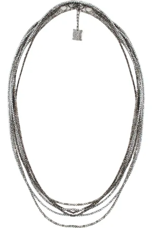 PANICALE Tilbehør, Dame, Grå, ONE SIZE, Uld, Facetteret Diamant Halskæde til Stilfulde Outfits