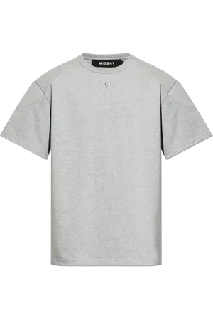 MISBHV Top, Herre, Grå, XL, Bomuld, T-shirt med broderet logo