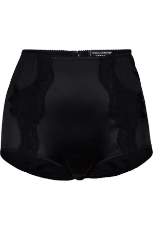 Dolce & Gabbana Undertøj, Dame, Sort, XS, Satin, Sort Satin Blonde Højtaljede Briefs