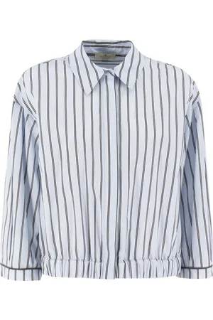 PANICALE Bluser & Skjorter, Dame, Hvid, S, Stribet sofistikeret skjorte med klassisk krave