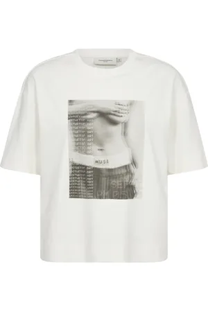 Copenhagen Muse Top, Dame, Hvid, XL, Bomuld, Jet Stream T-shirt med logoprint