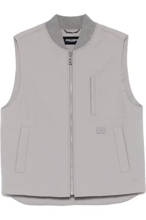 Dolce & Gabbana Jakke, Herre, Grå, L, Taupe Grå Lynlås-Front Jakke