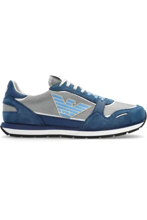 Emporio Armani Sko, Herre, Blå, 41 EU, Suede, Sneakers med logo