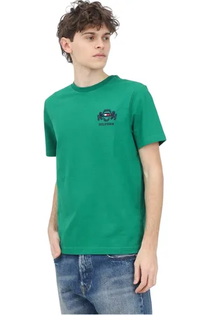 Tommy Hilfiger Top, Herre, Grøn, XL, Bomuld, Grøn T-shirt med logo detalje