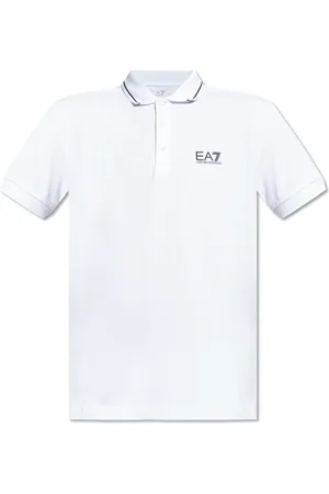 EA7 Top, Herre, Hvid, 2XL, Bomuld, Bomuldspolo med trykt logo